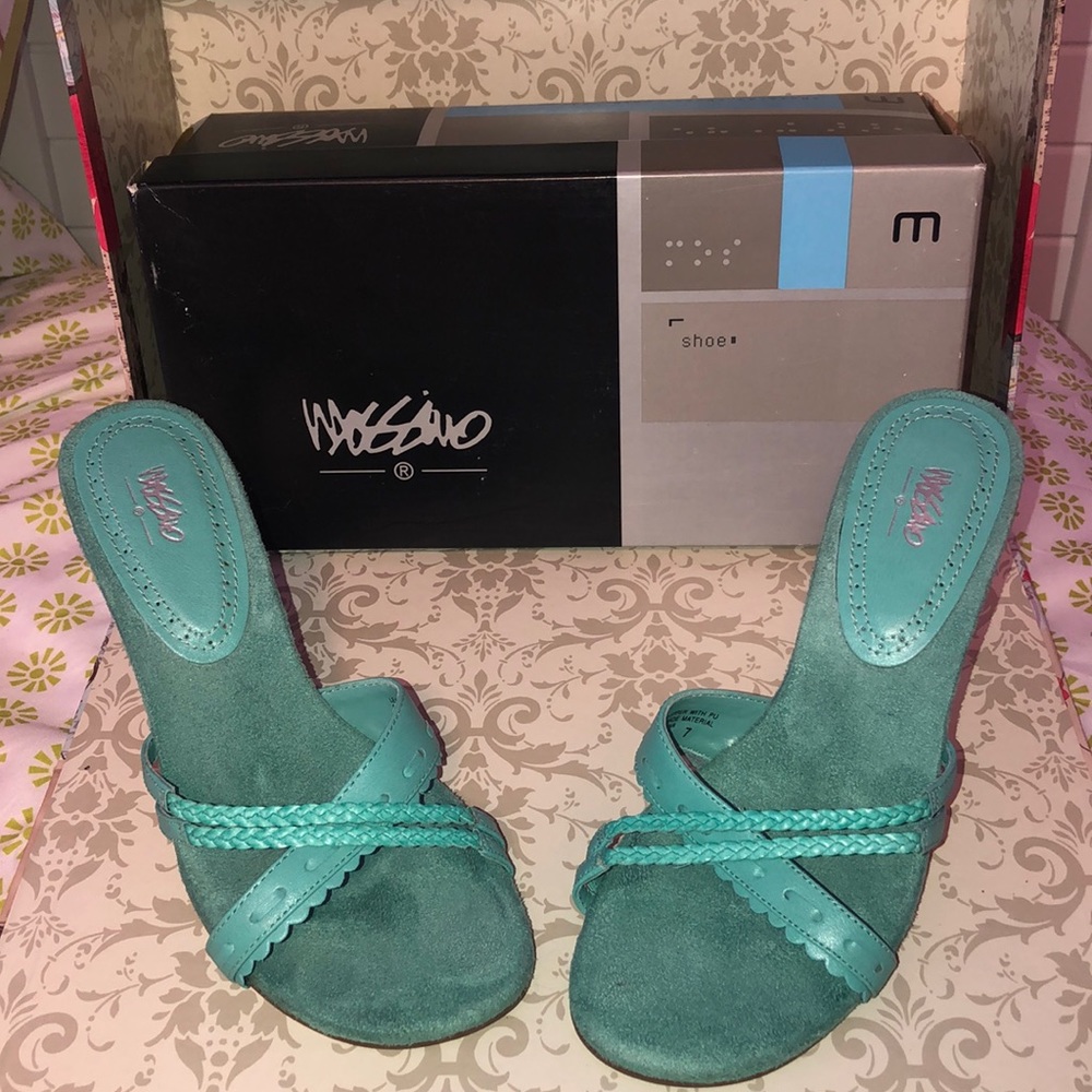 Turquoise Strappy Heels